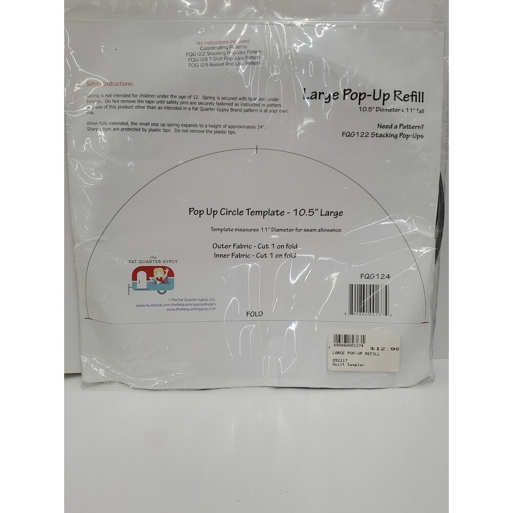 Fat Quarter‎ Gypsy - Large Pop-Up Refill/FQG124/10.5" Diameter/Template Included - Picture 6 of 14